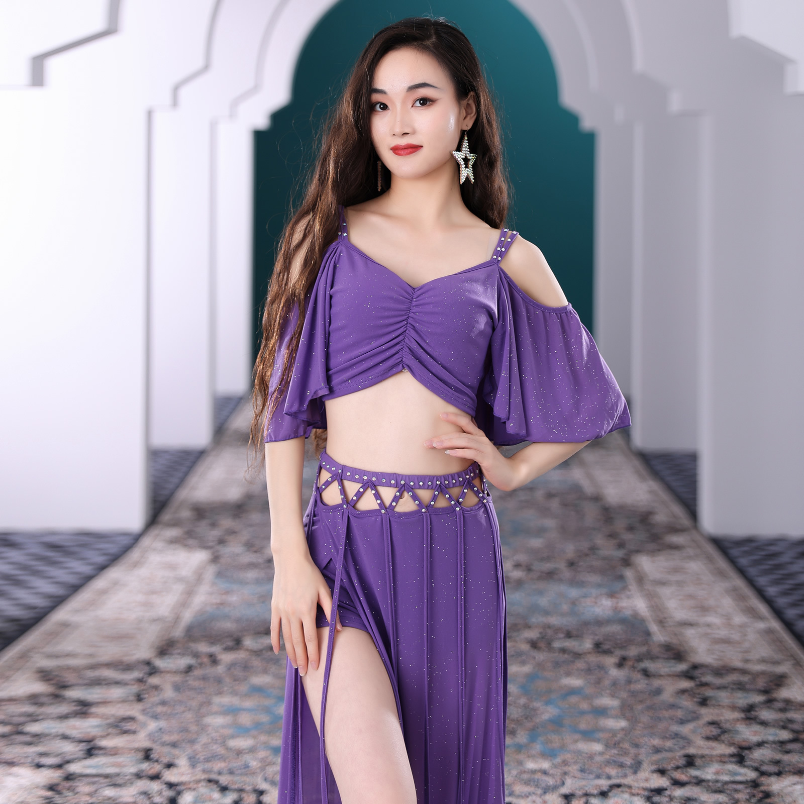 belly dance casual style oriental dance long skirt costumes S M L 5029e